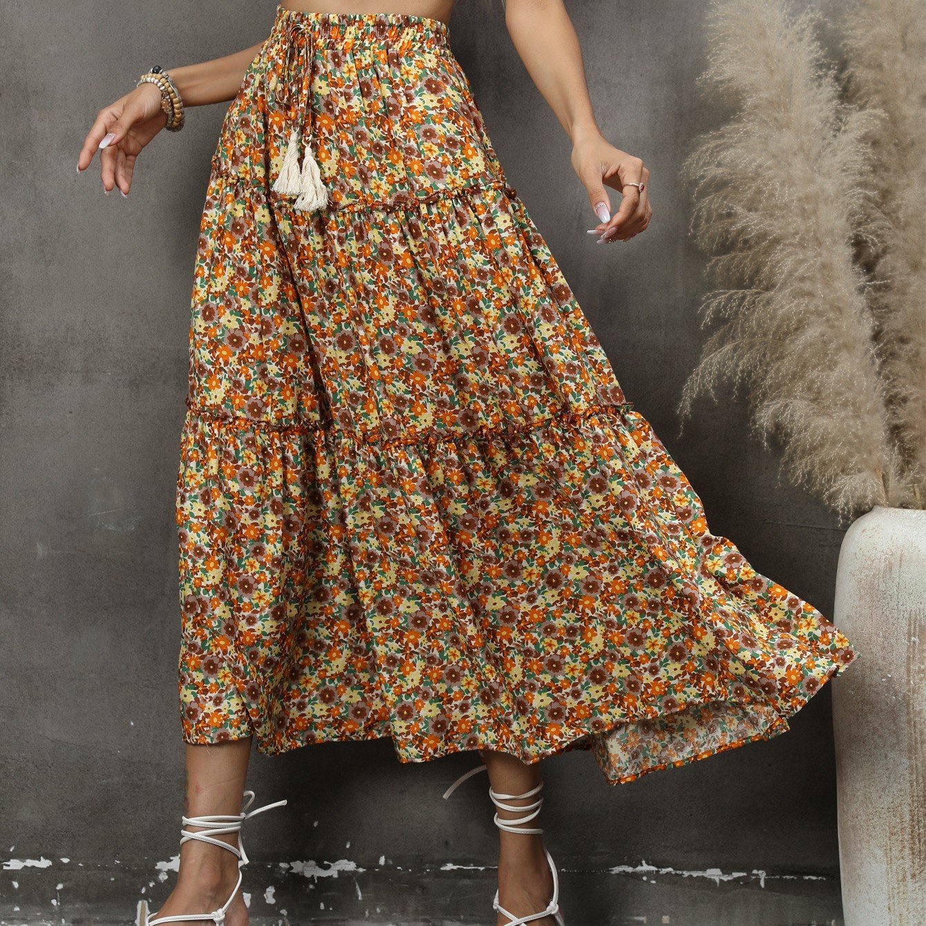 Bohemian Cotton Floral Half-body Skirt for Beach Resort
