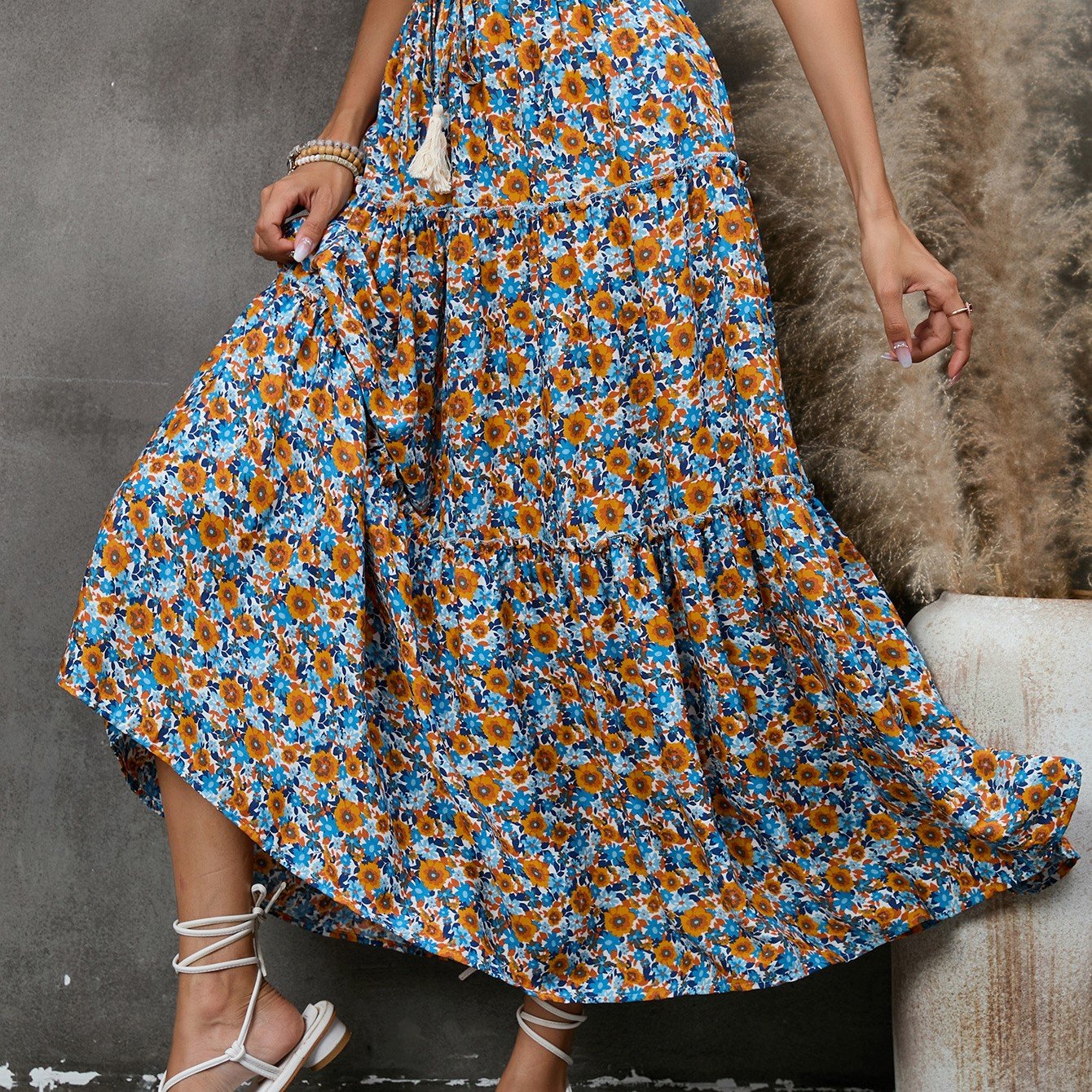 Bohemian Cotton Floral Half-body Skirt for Beach Resort